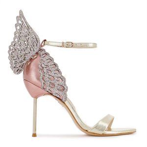 NWT Sophia Webster Evangeline Metallic Leather Sandals in Antique Rose Champagne